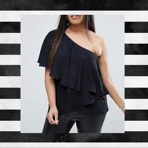 ASOS Curve One Shoulder Tiered Top